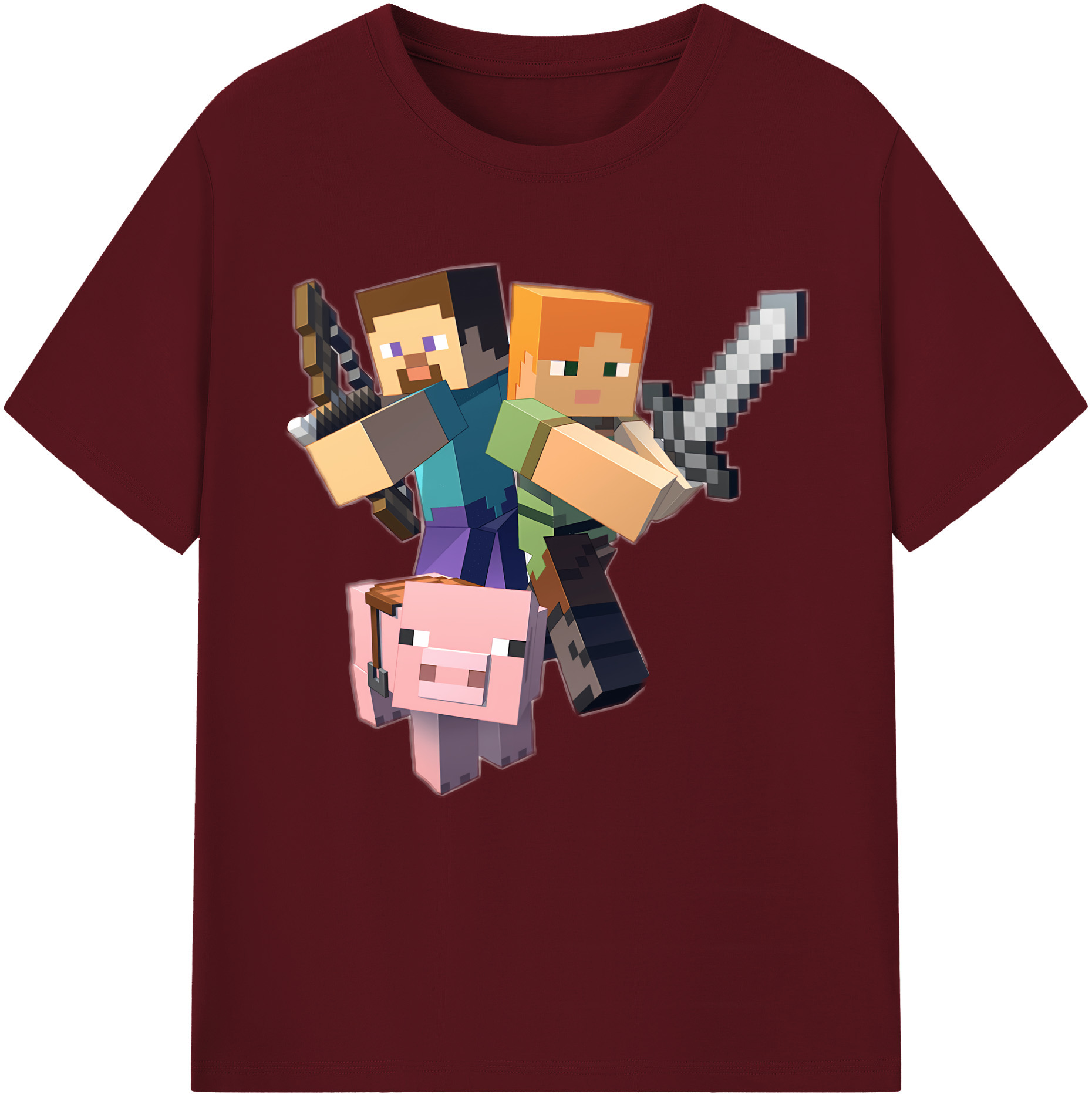 （画像用） マインクラフト ブロックの世界 Minecraft MC Block world 綿100％半袖Tシャツ（フロントプリント）
